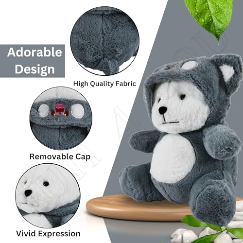 Image of Fun4you Hoodie Teddy Bear Soft Toy | Cute & Huggable Plush Stuffed Animal for Kids | Reversible Bear Plush Toy Return Gift for Boys Girls | Washable Soft Toy (Yellow, 50 cm)