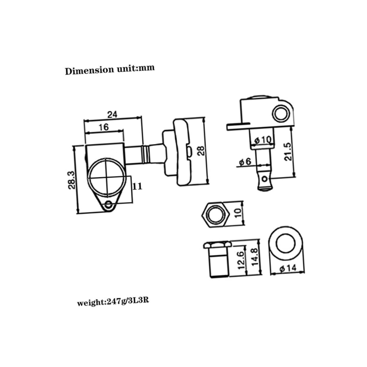 Sosoport 1Set Guitar Tuning Peg Machine Head for Acoustic Electric Guitars Easy Installation Durable Performance Replacement for Musicians