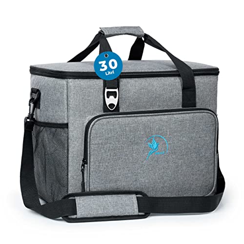Obics® Borsa termica porta pranzo 30 litri grigio (grande) - Frigo isoterma portatile alimenti, ufficio, picnic e da viaggio - Borsa-Frigo rigidia e termiche isolata - Box frigorifero e thermico