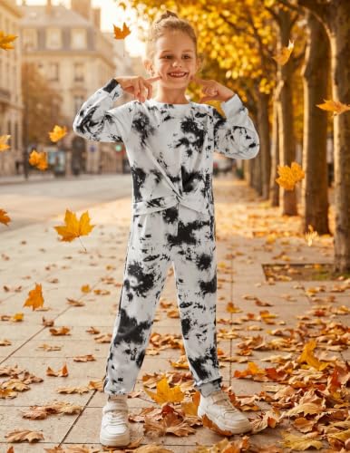 Image of Arshiner Girls 2 Piece Outfits Fashion Twist Front Tracksuit Long Sleeve Pullover Sweatshirt Sweatpants Jogger set Sweatsuit