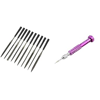 Diy Crafts India 912 Needle File Set Files for Metal Glass Stone Jewelry Wood Carving Crafts, Multicolor, 10 Piece + Diy Crafts 11679 9817 Pentalobe Precision Repair Screwdriver Tool Kit, Multicolor