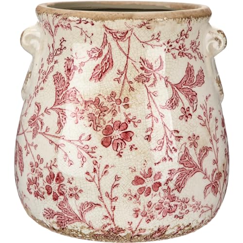 Ninehaoou Ceramic Scroll Planter 6.5 Inch Chinoiserie Floral Vase with