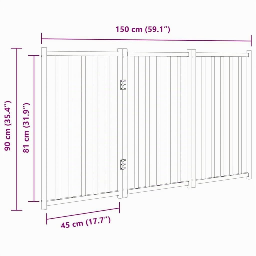 vidaXL Hundegitter Faltbar 3 Paneele 150 cm Massivholz Tanne