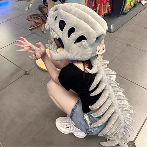 Image of Dinosaur Skeleton Plush,Realistic 3D Skeleton Design Dinosaur Skull,Halloween