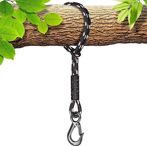 BeneLabel Tree Swing Rope, 59inch, Hammock Tree Swing Hanging Strap, Heavy Duty Hook, for Indoor Outdoor Swing Hammock Playground Set Accessories, 1 Pcs, Black