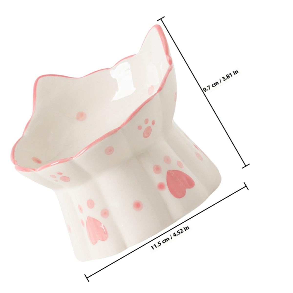 GALPADA Gamelles Surélevées Cou pour Chat en Céramique Lot de 2 Fond Antidérapant Stable, Forme Oreilles de Chat, pour L'alimentation et l'eau