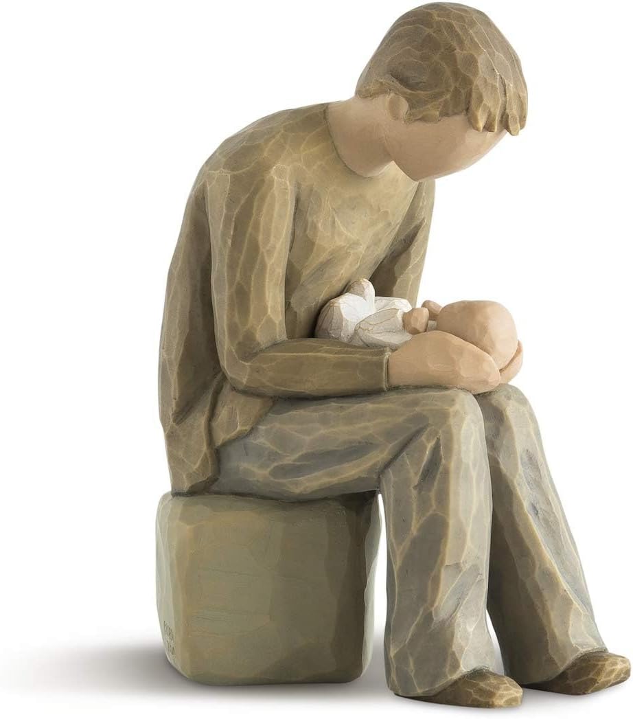Willow Tree New Dad Figure, Hand-Painted, Newborn, Father, Shelf Decor | Hand-Painted Resin Figurine, Sculpted by Artist Susan Lordi, Celebrates Loving Family Relationships, Family Grouping