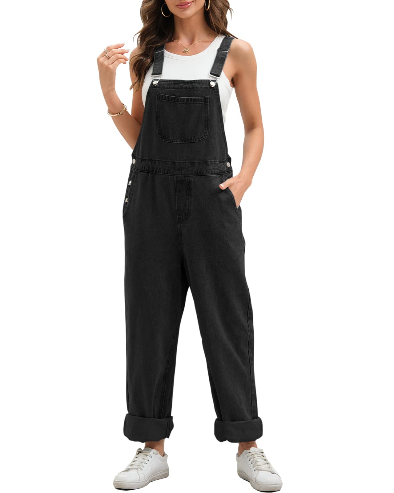 Salopette Femme Womens Denim Dungarees Loose Fit Classic Bib