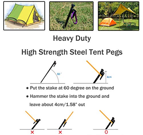 8 Pack Tent Stakes Heavy Duty 12 Inch Steel Tent Pegs For Camping Unbreakable And Inflexible #TOP6