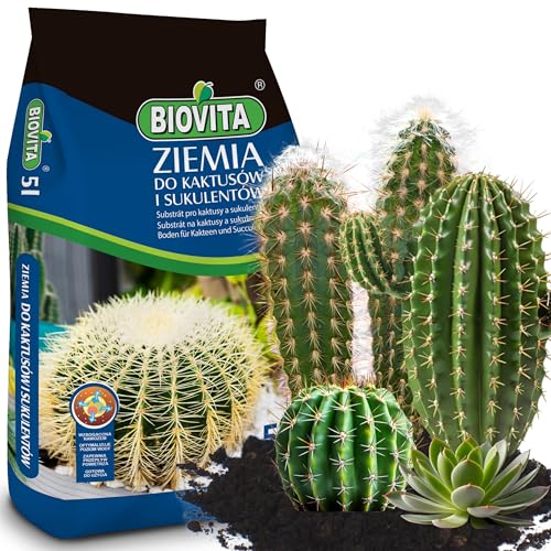 BIOVITA Sustrato especial de 5 litros de cactus y plantas suculentas, sustrato de varios componentes, tierra lista para usar, tierra natural