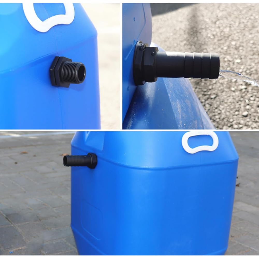 1 cal (25 mm) zestaw łączników do beczek na deszczówkę, wąż łączący 50 cm i 2 króćce do węża 25 mm z nakrętką zabezpieczającą do zbiorników na deszczówkę, cystern