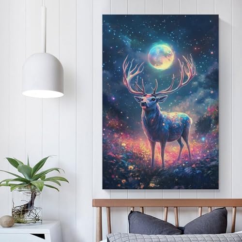 POLIUAWS Mondschein-Hirsch-Fantasiebild, günstiger Leinwanddruck für Schlafzimmer, Büro, Badezimmer, graue Wandkunst, 8x12 Zoll (20x30 cm) POLIUAWS Mondschein-Hirsch-Fantasiebild, günstiger Leinwanddruck für Schlafzimmer, Büro, Badezimmer, graue Wandkunst, 8x12 Zoll (20x30 cm)