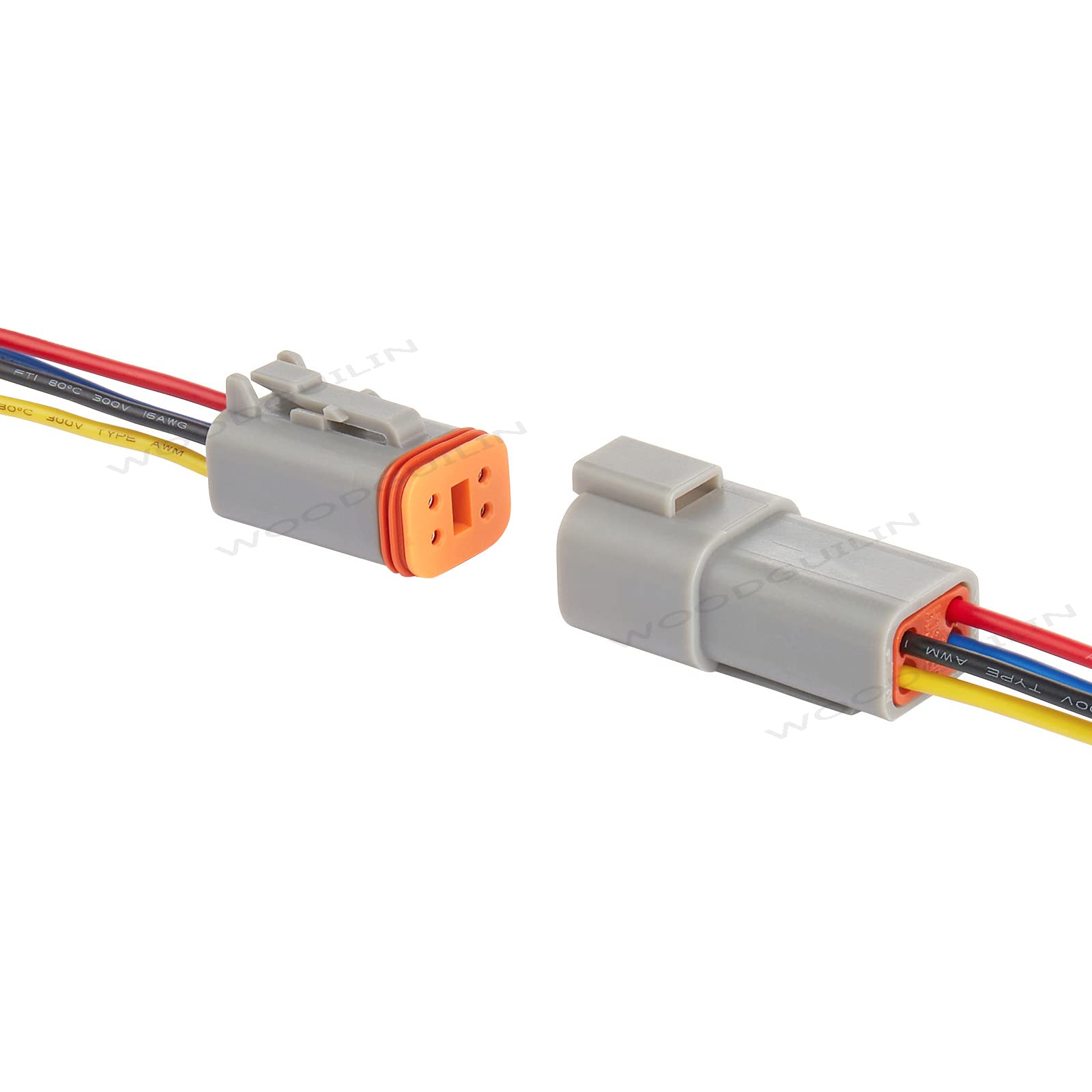 Spina DT a 4 poli, spina impermeabile, spina DT per auto, connettore elettrico DT auto, connettore elettrico DT con cavo da 10 cm, 16 AWG, grigio (5 paia di 4 pin DT)