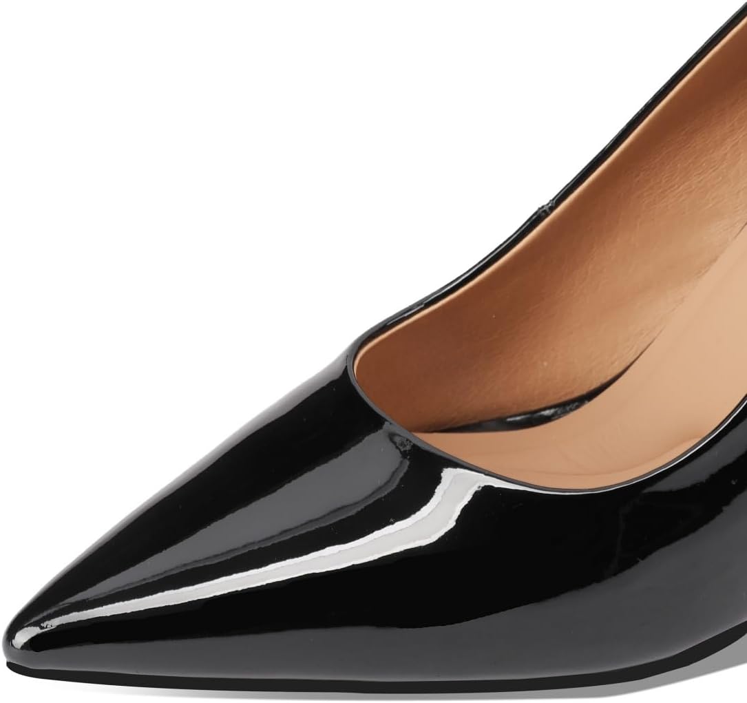 TinaCus Glossy Patent Leather Women's Pointed Toe Handmade High Heels Office Lady Pumps Shoes