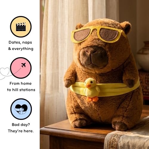 Image of Flufies Plush Soft Toys for New Born Baby and Baby Boy - Soft and Easy Wash Plush - Huggable Plush Toys for Girls and Boys - Soft Toy for Home Decor (Beach Capybara)