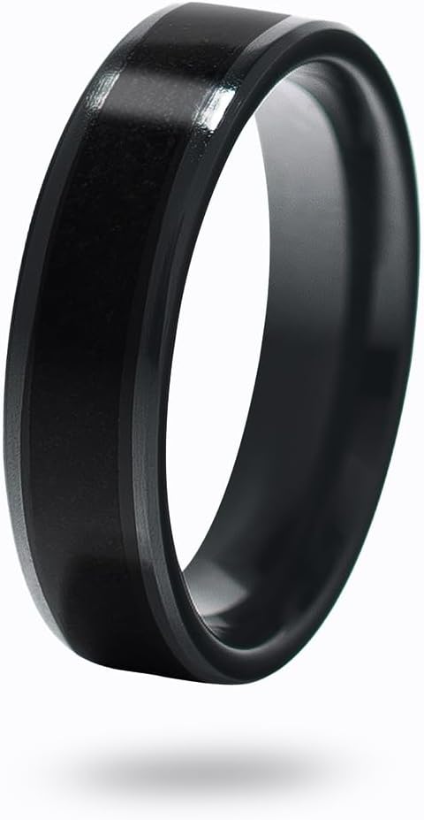 CNICK Smart Payment Ring - Contactless NFC Payment with Tokenization, Fashionable Design, VISA and MasterCard Compatible, Tesla Key Ring for Model 3/Y/S/X/CT (Black, 8)