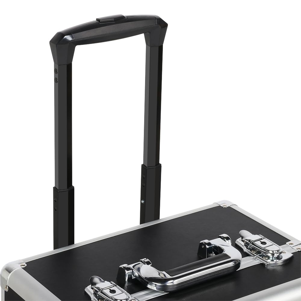 Valigetta Porta Trucchi 3 in 1 Trolley Make Up Beauty Case da Viaggio per Estetista Professionale Grande con Serratura Ruote Girevoli Nero