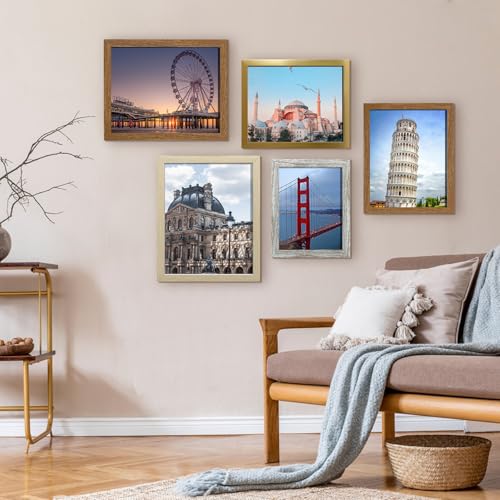 Image of BESCRCL 12x16 Frame Wall Hanging Picture Frames, Natural Woodgrain, 1 Pack