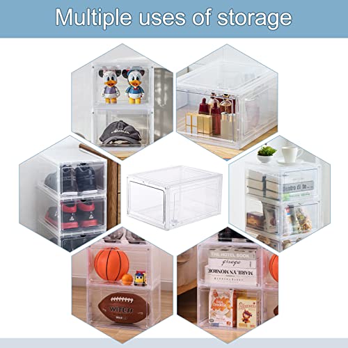 Samhe Drop Front Shoe Box, 6 Pack Stackable Plastic Shoe Box With Clear Door For Display Sneakers, Easy Assembly, Fit Up To Us Size 12 #TOP5