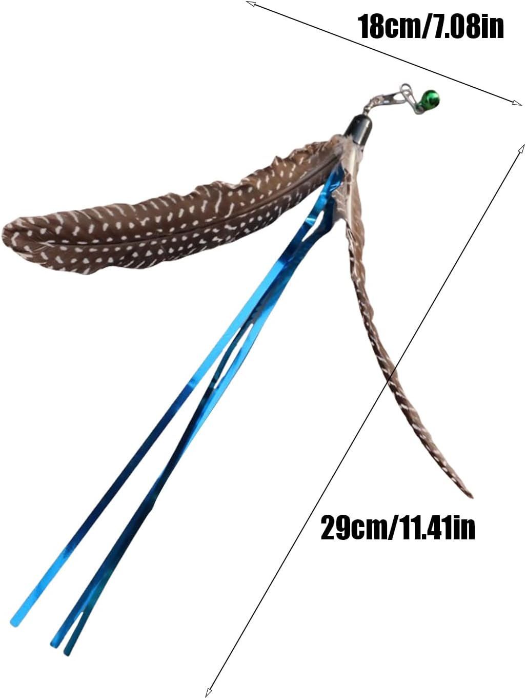 Cat Feather Toy, Interactive Cat Teaser Toy with Bells, Replacement Feather Refills, Natural Wand Attachment for Kittens Playing Catcher and Exercising - Image 5
