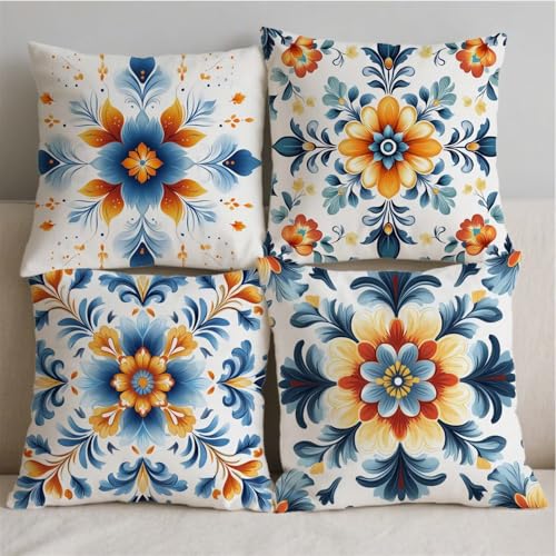 Housse coussin 80x80cm imperméable et fleurs double face pour banquette extérieure - 3