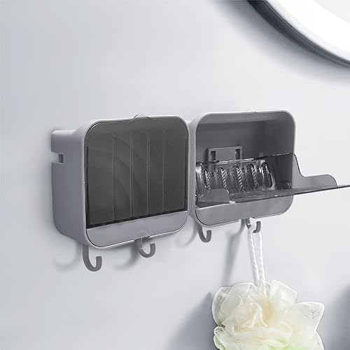 HengLiSam Soporte para jabonera, soporte para barra de jabón, estuche protector de jabón para ducha, baño, cocina, con gancho montado en la pared,