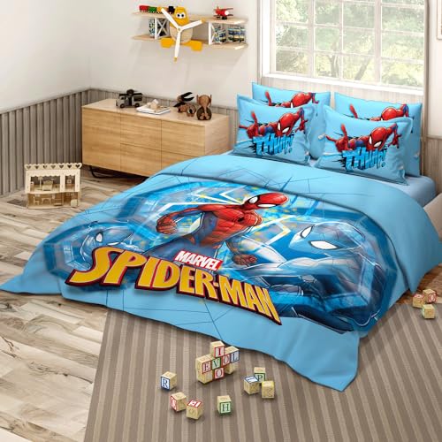 Image of Sassoon Marvel Spiderman Thwip Digital Printed 100% Cotton Bedsheet with 2 Pillow Covers in 300TC