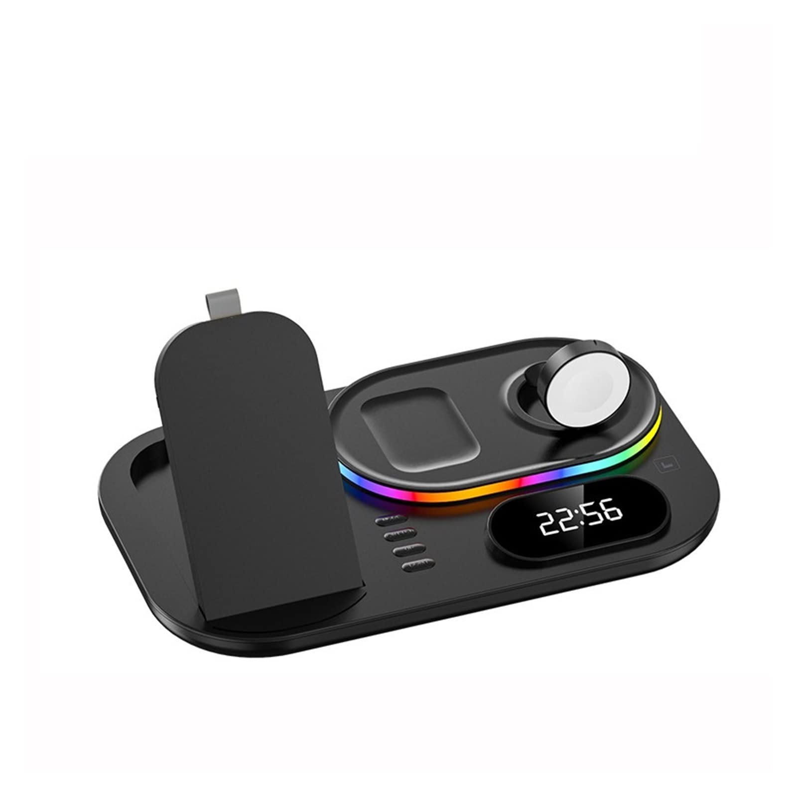 Support de Chargeur sans Fil Rapide 30W 4 en 1 for Station d'accueil Charge for écouteurs Montre téléphone,Compatibilité Universelle(Zwart)