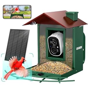 Osoeri Bird Feeder with Camera, Camera Bird Feeder for Outside, Solar-Powered, Smart AI Identify Birds, Auto Capture Video & Instant Arrival Alert, Ideal Gift for Family and Birdlover