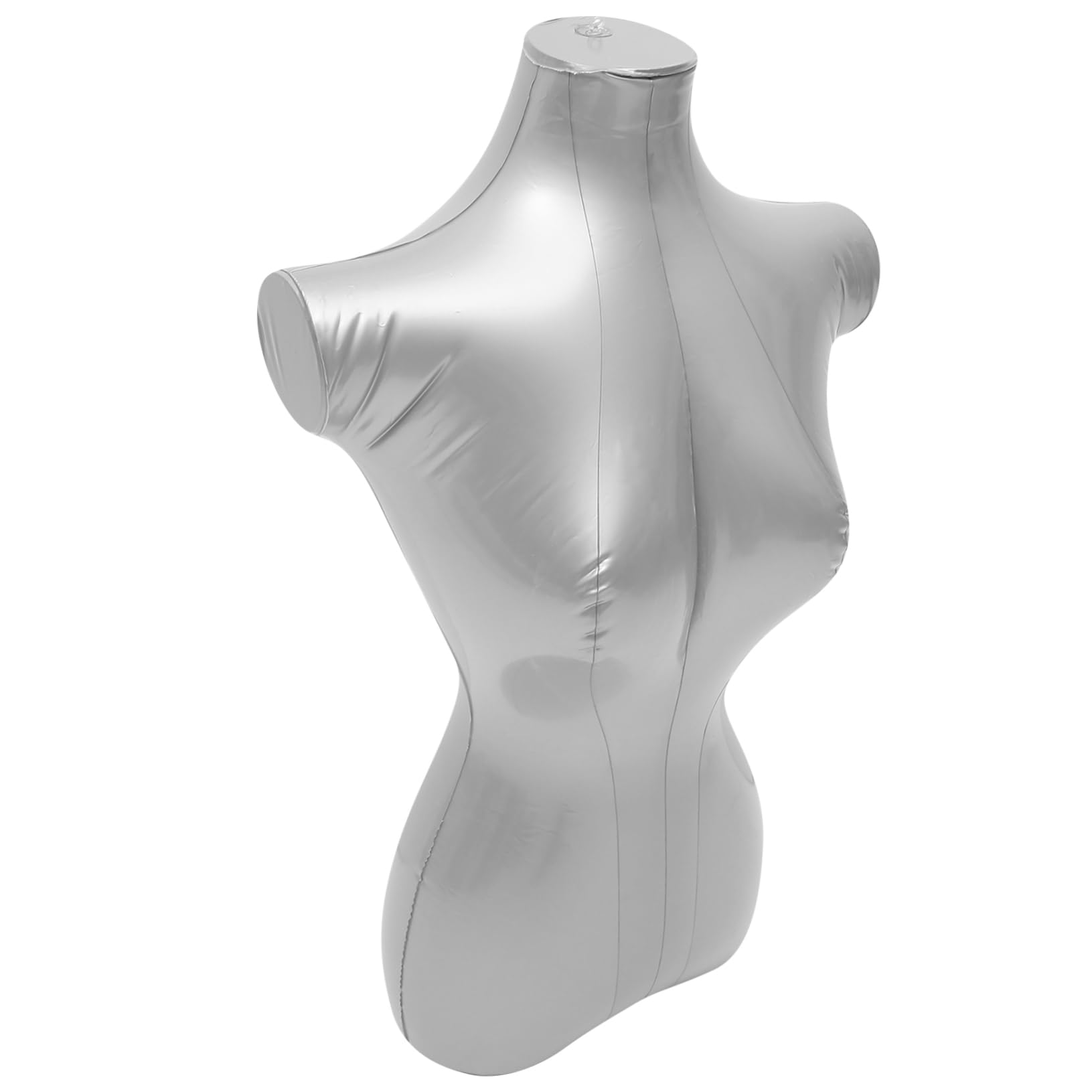 Hohopeti Maniquí Femenino Inflable de Medio Cuerpo en PVC Plata, Portátil y Resistente para Exhibición de Ropa en Tienda o Fotografía