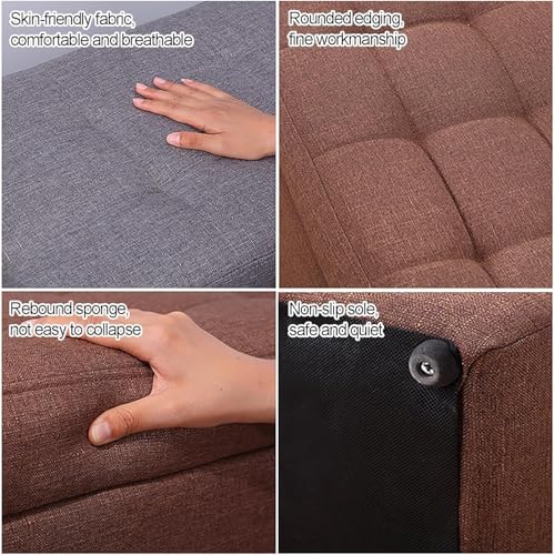 Banc de rangement rembourré marron aux finitions soignées 100cm - 8
