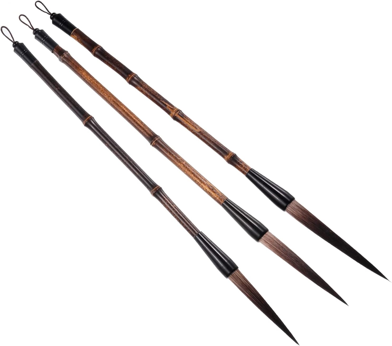PATIKIL Round Paint Brush, 3 Pack Watercolor Ink Painting Calligraphy Writing Brush Drawing Art Sumi-e Brush Bamboo Handle for Beginners, 3 Size Gray