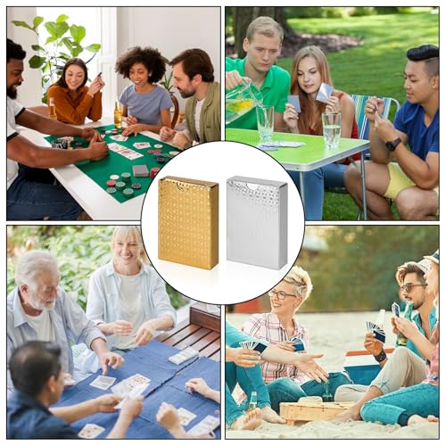 2 Decks Black Gold Standard Spielkarten, PVC Wasserdicht Pokerkarten Set, Wasserdichtes Kartendeck, Diamant Kunststoff Folie Poker Set für Texas Hold'em, Euchre, Canasta, Gin Rummy und Baccarat – Bild 8