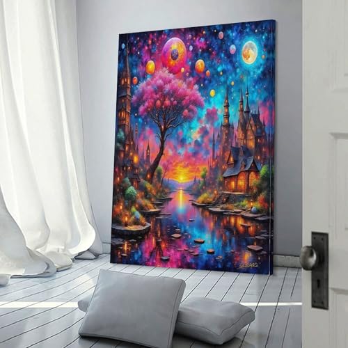 Peinture sur toile château du rêve TDSNKAVHB 40x60cm pour décoration murale