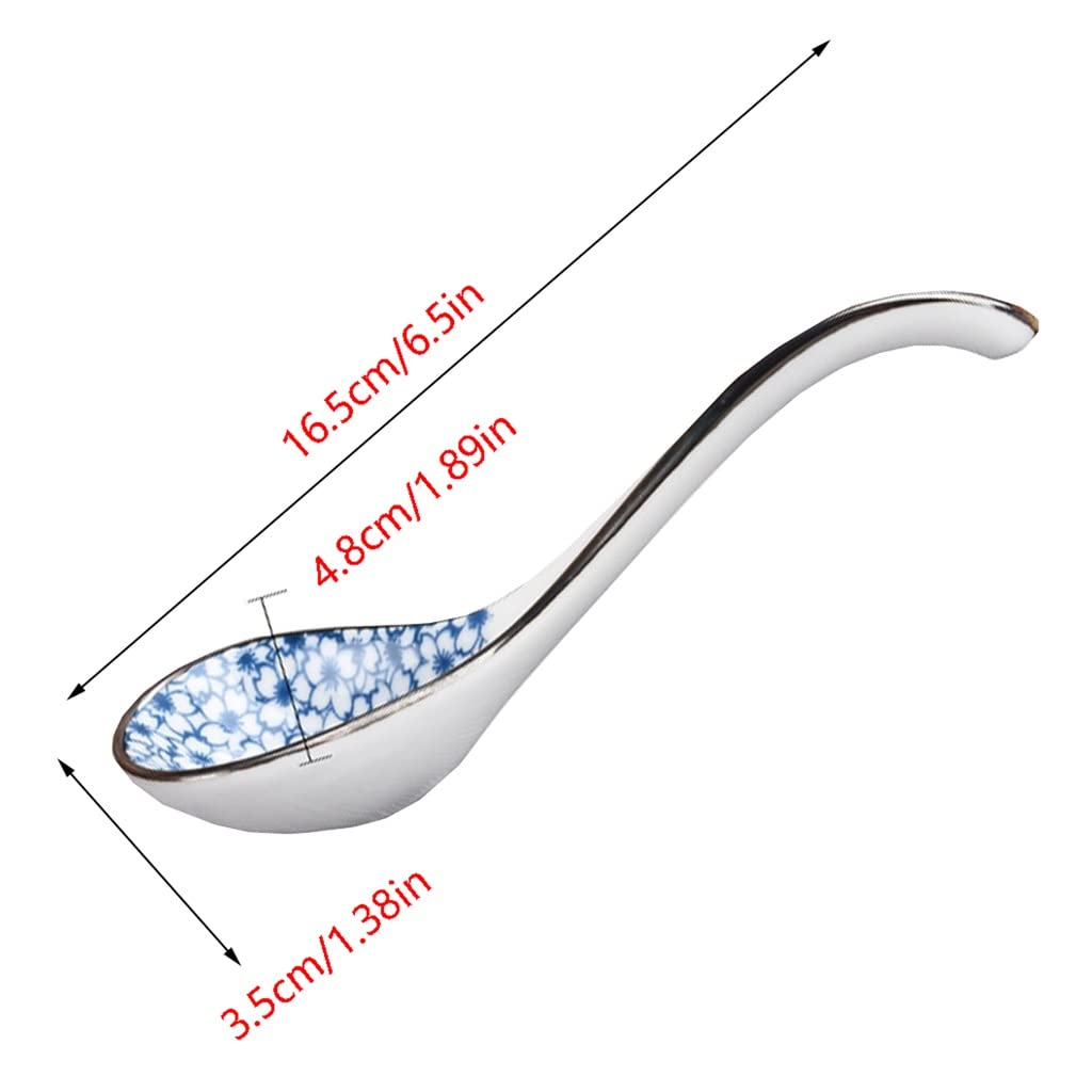 Ensemble de cuillères en céramique pour la Cuisine et la Maison, 5 pièces, cuillère à Soupe, cuillère à Riz, cuillère à Long Manche, cuillère à Soupe pour Les pâtes et Les Boissons