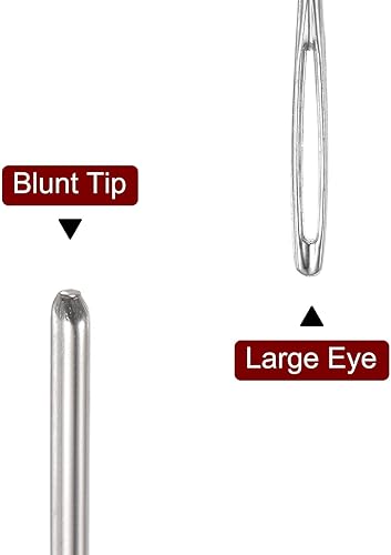 Miniatura 21 de HARFINGTON 20 agujas de coser romas grandes de 0.079 pulgadas de diámetro, agujas de tapiz de acero inoxidable, agujas de tejer con tubo de Tono