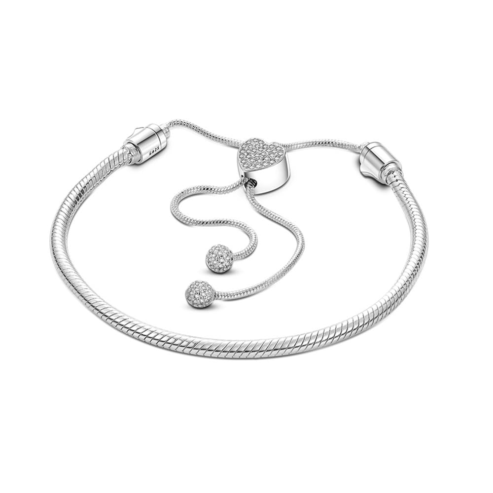 Fashionable Style 925 Sterling Silver Women's Charm Bracelet Sterling Silver Colorful Jewelry Making Friendship Gift(PTB019_20cm)