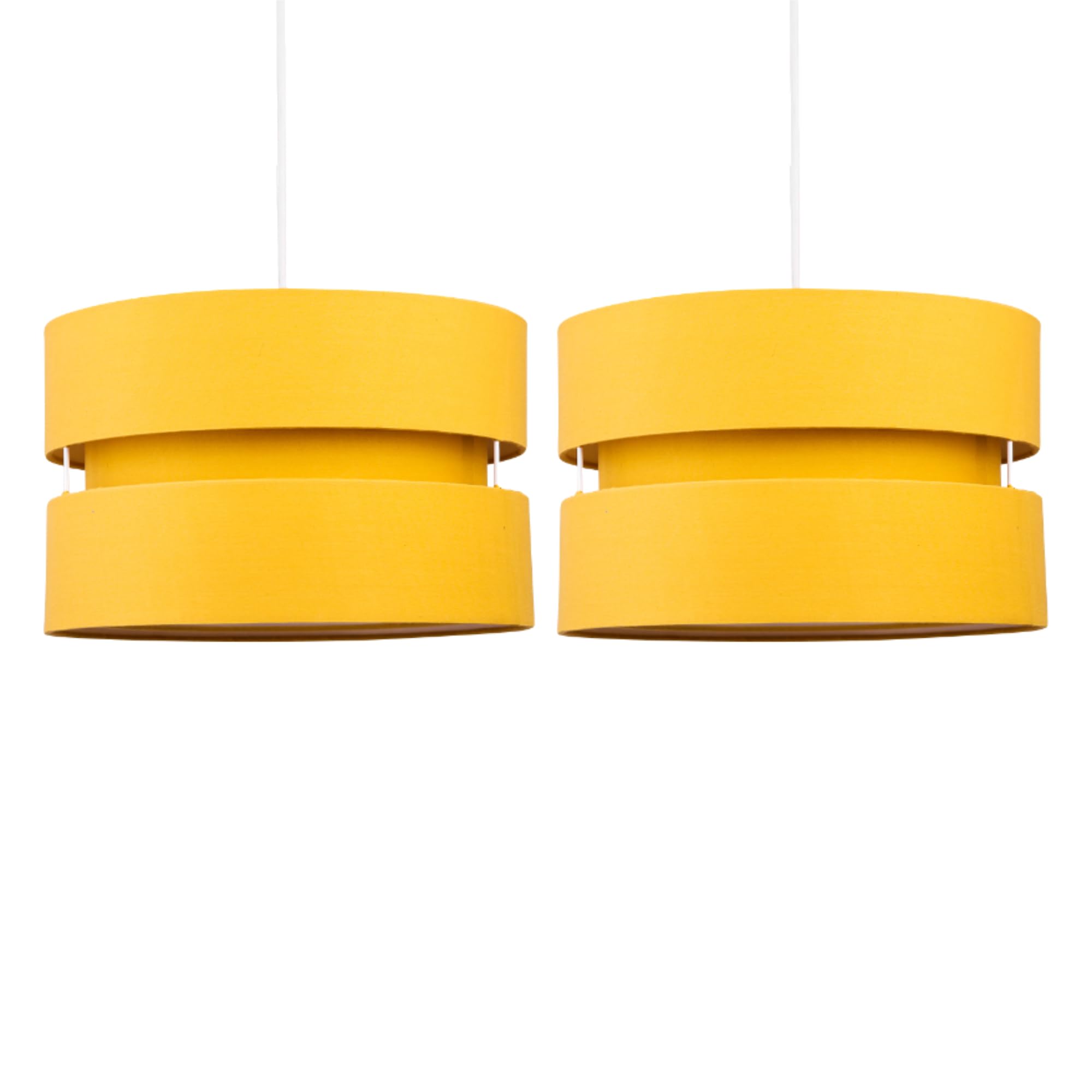Pair of Modern Ochre Yellow Mustard Easy Fit Ceiling Light Shade Pendants