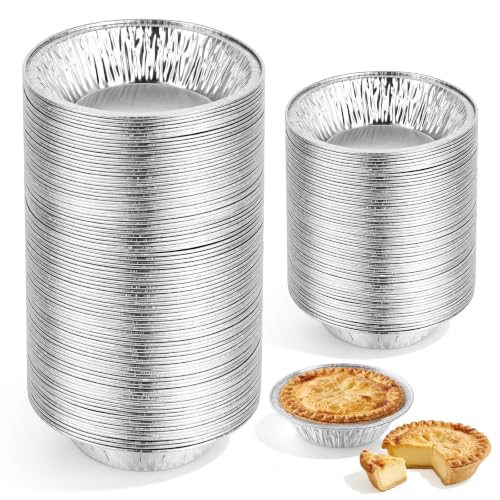 JOCHER 120 Pack Mini Pie Tins 5 Inch Disposable Aluminum Pie Pans Foil Pie Pans Individual Pie Pans perfect for Baking Small Pie Tins Freezer & Oven Safe Easily Stack & Store