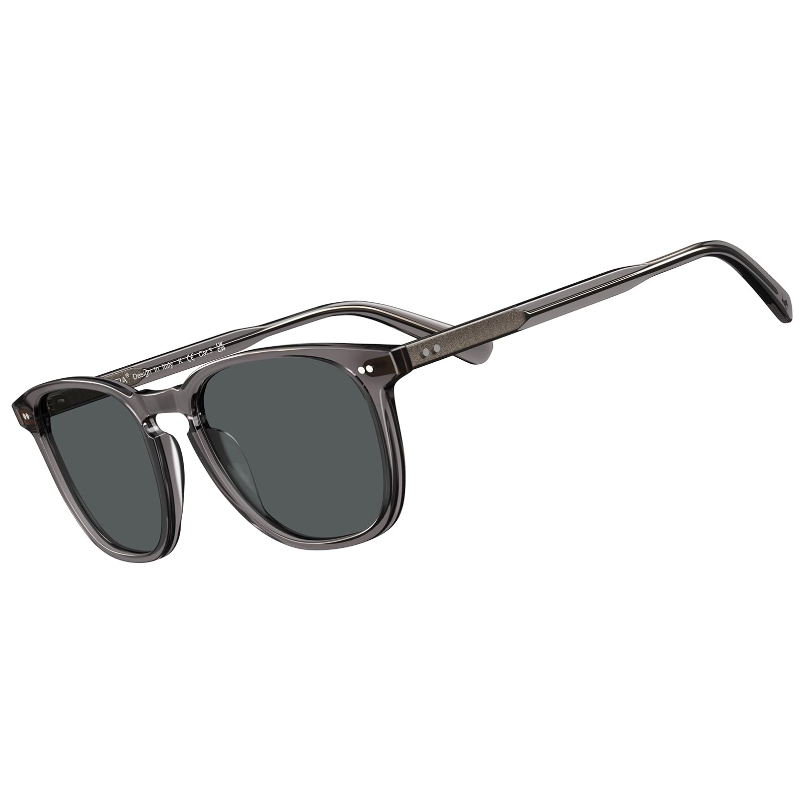 CARFIA Vintage Polarisierte Sonnenbrille Herren Rechteckigen Acetatrahmen | UV-Schutz Fahrerbrillen，Anti-Blendung，Grau grün Linsen Für Autofahren, Angeln, Wandern