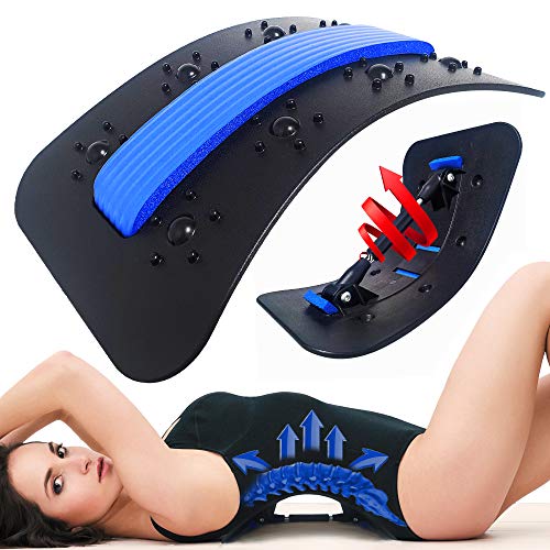 Lower Back Stretcher for Pain Relief, Spinal Back Pain Relief Lumbar Support, Updated Free Adjustment for Lower and Upper Back Treatment, Multi Level Back Massager Stretching Device for Quick Relief