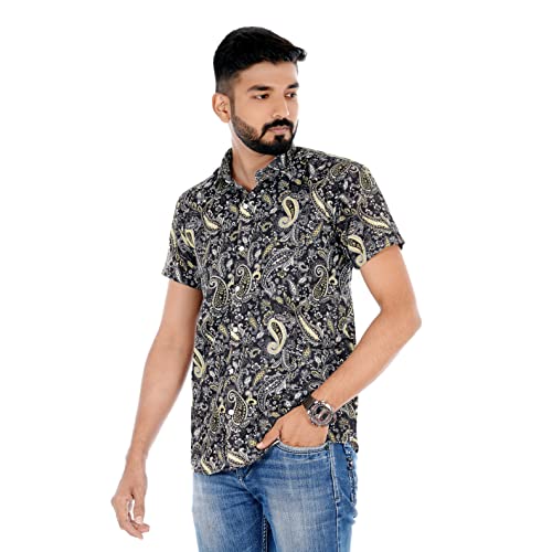 Image of Venisa Men's Cotton Blended Printed Casual Shirt