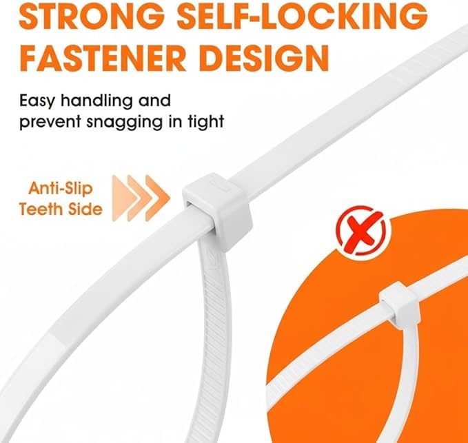Image of bvslf 100 MM x 2.5 MM | 400 PCS | Small Cable Ties Clear White Mini Thin Cable Ties, Plastic Zip Ties, 4 Inch Nylon Self Locking Cable Tie Wraps for Household, Office, Garden