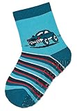 Sterntaler Baby Jungen Fliesen Socken Baby FLI AIR Auto Strümpfe - Fliesen Rutsch Socken Baby - mit Auto Motiv und Vollplüsch - mittelblau, 17-18