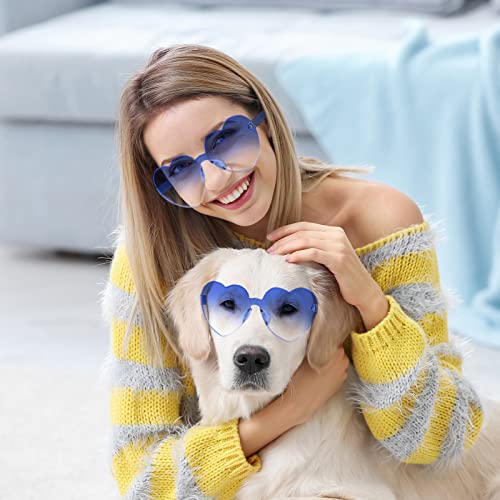 Image of 12 Pairs Heart Glasses Colorful Rimless Heart Shaped Sunglasses Love Glasses for Bachelorette Bride Party Favor