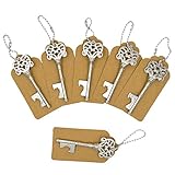 Aiskaer 100 PCS Key Bottle Openers,Vintage Skeleton Key Bottle Opener,Key Bottle Openers Wedding Favors Rustic Decoration with Escort Tag Card-Silver