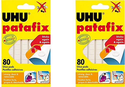 UHU Patafix Glue Pad Removable Reusable White 80 Pads (2xPack)