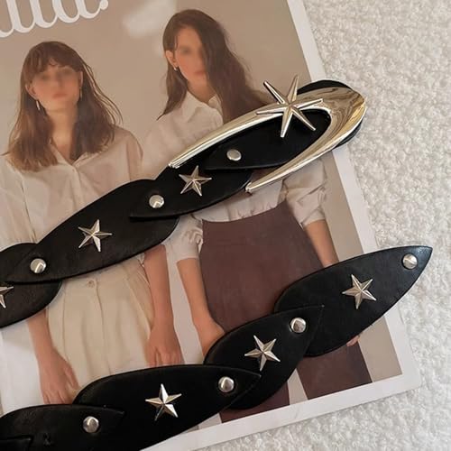 Fashion PU Leather Belt Punk Rock Star Studded Waist Belts with Buckle, Adjustable Decor Waistbands3
