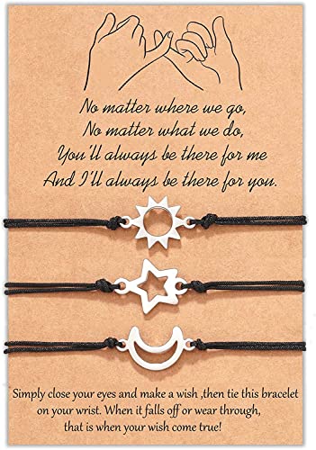 Wilacia Geschenk Beste Freundin Freundschaftsarmband für 3 BFF Armbänder Long Distance Relationship Wish Armband Gifts für Damen Mädchen Mutter Tochter Bester Freund Schwester