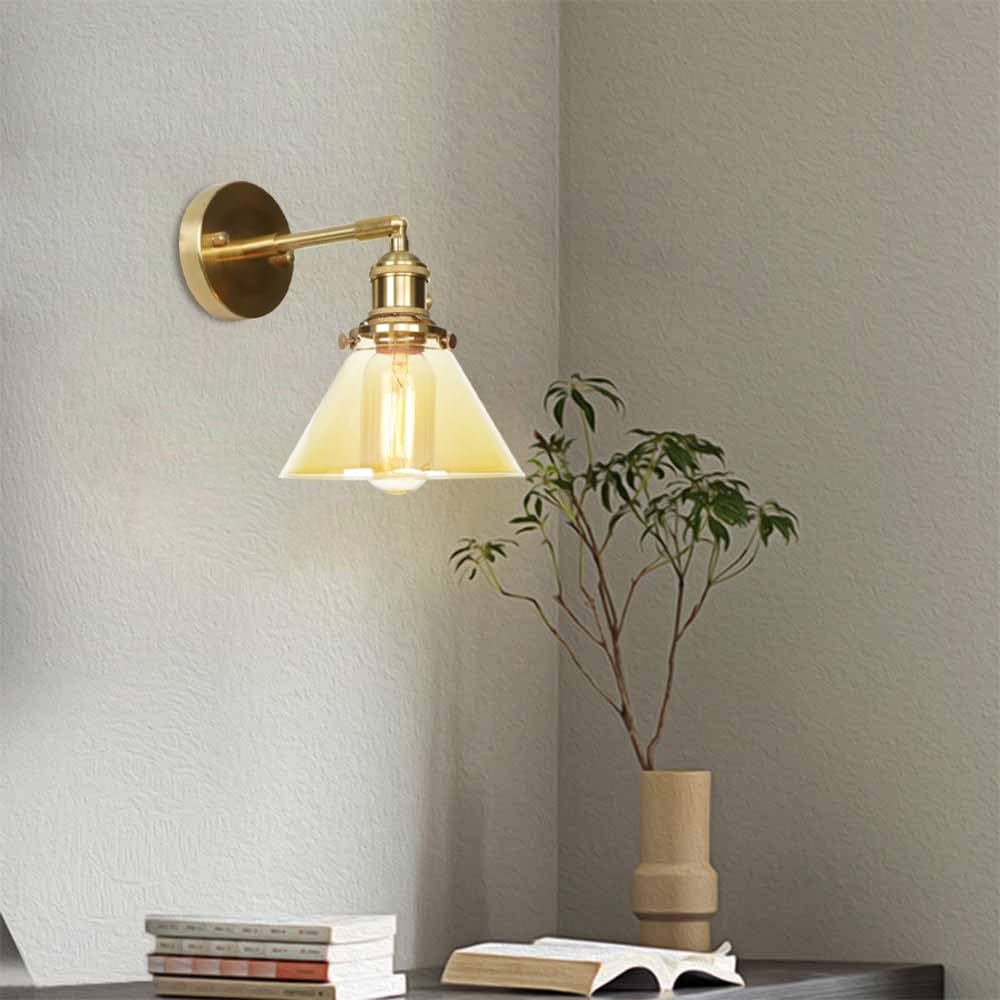 Applique da Parete Vintage con Interruttore, Lampada da Parete in Vetro, Luce da toeletta, Applique in Ottone Regolabili a 180 Gradi, apparecchio di Illuminazione da Parete Moderno cablato per co